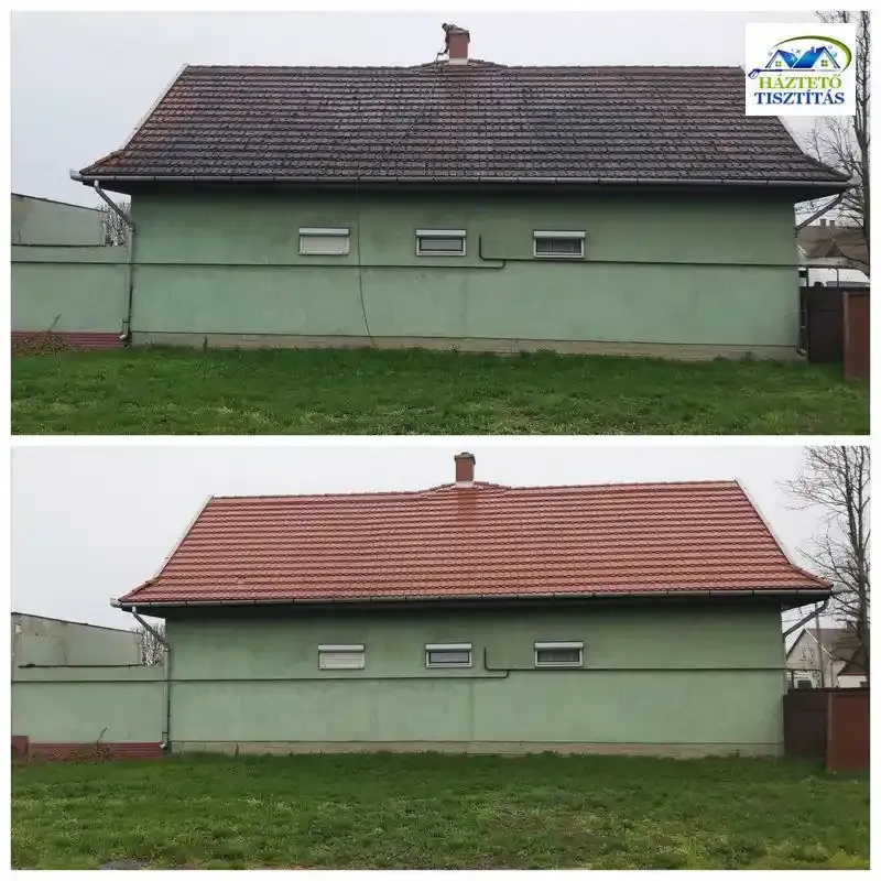 Háztető tisztítás előtte utána