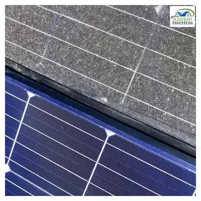 A képen egy napelem tisztítás előtt és után állapot látható mint szolgáltatás választó.